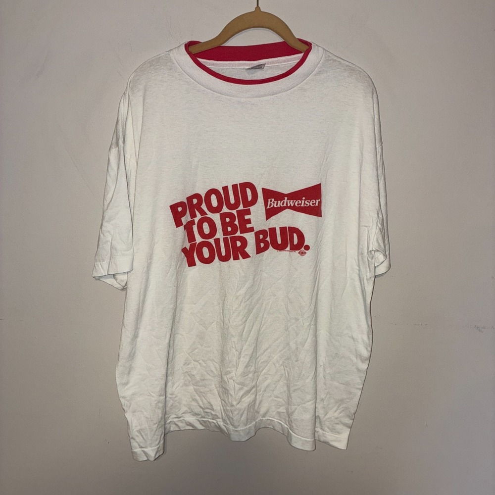Vintage 1993 Budweiser Proud To Be Your Bud Ringer T-Shirt XL Single Stitch